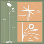 White Floor Lamp, 42W 4000LM Super Bright LED Room Lamp with Adjustable Reading Light,Dimmable Modern Standing Lamp with Remote & Touch Control for Room Bedroom Office Floor Light