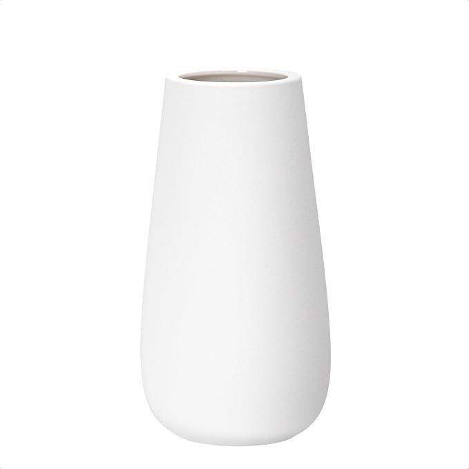 D'vine Dev 8 Inch Ivory Elegant Oval Ceramic Vase for Flowers, Home Décor Vase with Design Box, VS-LD-A-2