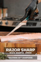 Dalstrong Fillet Knife - 7 inch Flexible Blade - Valhalla Series - Celestial Resin & Wood Handle Gift Knife - Fish Meat Cutting, Carving, Bone, Trimming, Deboning - Leather Sheath Included