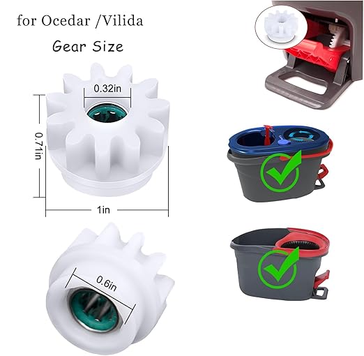 Spin Mop Bucket Gear Easy Mop Pedal Broom Bearing Gears Repair Compatible with Ocedar Vilida, One Way Clutch Bearing Bucket Gear Sprockets for Spin Mop Bucket (4PCS Gears)