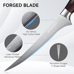 Fillet Knife 7 Inch, Razor Sharp Boning Knife High Carbon Stainless Steel for Fish Meat Poultry Cutting, Japanese Style Fish Knives with Flexible Ergonomic Pakkawood Handle