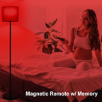 Floor Lamp with Red Light - 670nm Red Night Light for Sleep, 3CCT LED Standing Lamp with Remote, Dimmable Modern Floor Light with Timer and Memory, Sturdy Iron Base, Linen Shade, for Bedroom