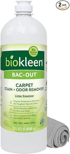 Biokleen Bac-Out Natural Stain Remover for Clothes - Use on Laundry, Diapers, Wine, Carpets, and More, Enzymatic, Plant-Based, 32 Oz With Micro-Fiber Cleaning Towel Included
