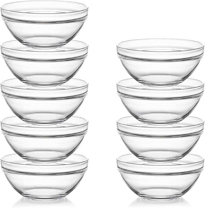 Sweejar 4.5 inch Small Glass Bowls Set, 12 oz Prep Bowls for Cooking, Small Bowls for Kitchen, Dessert Bowls for Ice Cream, 9 pack