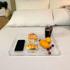 Clear Sturdy Acrylic Serving Tray with Handles-12x16Inch-Serving Coffee,Appetizer,Breakfast,Butler-Kitchen Countertop -Makeup Drawer Organizer-Vanity Table -Ottoman