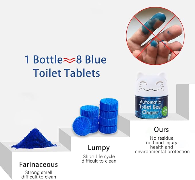 Toilet Bowl Cleaner | Automatic Long-Lasting Toilet Bowl Cleaner Tablets | Easy-To-Use, Septic Safe Toilet Cleaner in Bottle | Powerfully Cleans and Prevent Stain Build Up | 3 Count