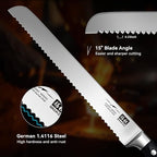 SHAN ZU 10" Bread Knife - Sourdough Slicing Knife Professional German 1.4116 Stainless Steel Serrated Blade, Ergonomic Wood Handle & Full Tang Design, Gift Box Included (Single-Edge