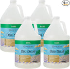 Ginger Lily Farms Botanicals Plant-Based Liquid Dish Soap, Concentrated Formula with Max Grease Cleaning Power, Cruelty-Free, Basil Scent, 1 Gallon Refill (128 Fl. Oz.) (Pack of 4)