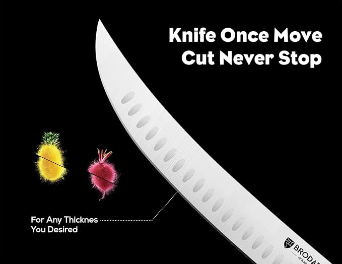 BRODARK Butcher Knife - 10" Curved Breaking Knife for Meat Cutting - High Carbon Stainless Steel, One Piece Design Scimitar Knives - NSF Certified, Shark Series