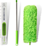 Extendable Microfiber Feather Duster, Feather Dusters for Cleaning, Ceiling Fan Dust and Cobweb Cleaner - Electrostatic Bendable Head - up to 100 Inch