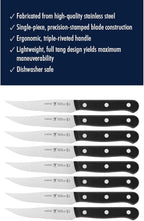 HENCKELS Solution Razor-Sharp Steak Knife Set of 8, German Engineered Informed by 100+ Years of Mastery,Black