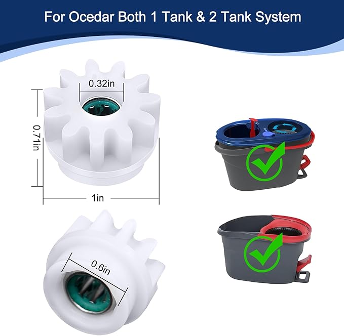 3 Pcs Easy Mop Pedal Broom Spin Replacement One Way Clutch Bearing Bucket Gear Sprockets Repair Compatiable with Oceda/Vilida and Market 90% Spin Mop System, Mop Gears (3 Pcs Bearing Bucket Gears)