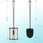 Toilet Brush and Holder, 3 Pack Compact Size Toilet Bowl Brush with Stainless Steel Handle, Small Size Plastic Holder Easy to Hide, Space Saving for Storage, Drip-Proof, Easy to Assemble Grey & Black