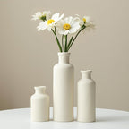 Modern Ceramic Vase Set of 3, Beige Colors, Decorative Bottles for Home, Farmhouse Rustic Decor (Beige)