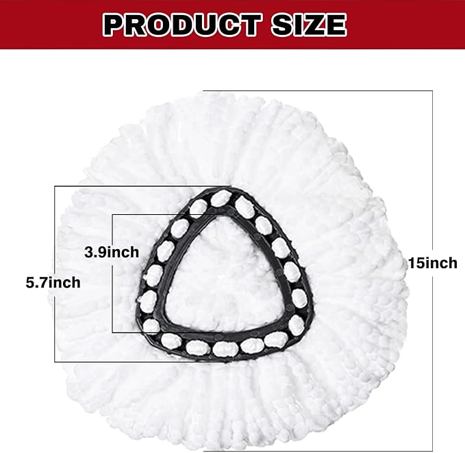 10 Pack Spin Mop Replacement Heads, Mop Replace Head Easywring 1-Tank System, Mop Head Replacement for Hardwood Floor Cleaning, Machine Washable and Easy to Replace