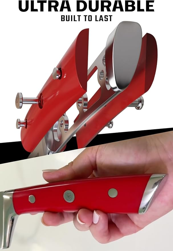 Dalstrong Chef Knife - 8 inch Blade - Gladiator Series - Forged High Carbon German Steel - Razor Sharp Kitchen Knife - Professional Full Tang Knives - Crimson Red Handle ABS - Sheath - NSF Certified