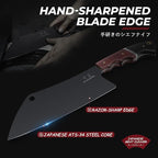 Meat Cleaver Knife 8inch - Black Butcher Knife for Meat Cutting, Japanese High Carbon Steel Vegetable Cleaver for Chopping, Kitchen Cooking Knife with Wooden Handle, Gift for Men