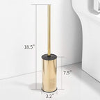 Freestanding Toilet Brush Holder for bathrooms 304 Stainless Steel Toilet Brush Stand Round Storage and Organization Rust Resistant 18-inch high Polished Gold Finished