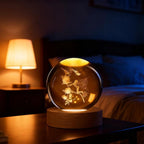 Fairy Crystal Ball, 3D Laser Engraved Rose Butterfly Glass Night Light, Decorative Globe Crystal Lamp Sphere, Decorative Light Gifts for Girls, Her, Fairy Lovers