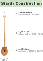 Updated Modern Version Toilet Bowl Brush, Natural Coconut Fiber Brush Head and Beechwood Handle for Bathroom Toilet - Sturdy, Deep Cleaning, Eco-Friendly, Toilet Cleaning Brush with Hanging Hook