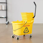 Amazon Basics Side Press Wringer Combo Commercial Floor Cleaning Rectangular Mop Bucket on Wheels, 35-Quart, Yellow
