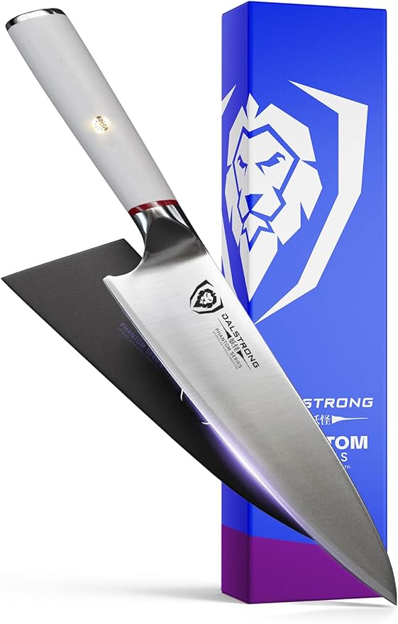Dalstrong Chef Knife - 8 inch - Phantom Series - Japanese High-Carbon AUS8 Steel Kitchen Knife - White G10 Handle - Cooking Knife - w/Sheath
