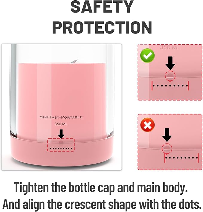 OTPEIR Portable Blender for Shakes and Smoothies with 11.83 Oz Travel Cup and Lid,Durable Stainless Steel Blades for Juice Blending Performance, Pink