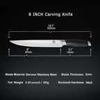 WILDMOK Carving Knife 8 Inch, Profession Meat Cutting Knife, German Stainless Steel BBQ Knife with Ergonomic Handle, Gifts Packed