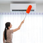 Tanlade 12 Pcs Microfiber Feather Duster for Cleaning 13-31 Inch Extendable Cobweb Dusters Ceiling Fan Duster Washable Bendable Tool for Office Car Window Furniture (Orange)