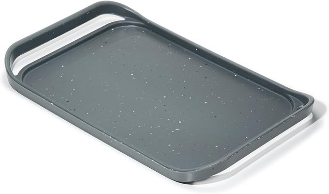 LINE+ARC Waterproof, Easy-to-Clean, 18"x12" Serving Tray Extra Large Handles (Slate) 100% Food-Grade Melamine for Breakfast, Dinner, Bed, Tea, Crafts, Decorative, TV, Couch, Outdoor, Patio