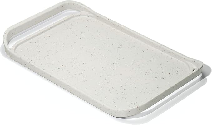 LINE+ARC Waterproof, Easy-to-Clean, 18"x12" Serving Tray Extra Large Handles (Bone) 100% Food-Grade Melamine for Breakfast, Dinner, Bed, Tea, Crafts, Decorative, TV, Couch, Outdoor, Patio