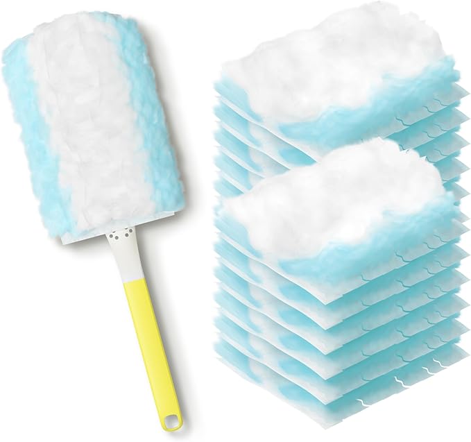 JOYMOOP Disposable Duster Set, 30 Pcs 360 Heavy Duty Duster Refills with 1 Dusting Wand, Disposable Dusters for Cleaning Home & Car, Multi-Surface Dusters, for Dusting Corners, Ceiling Fans, Furniture