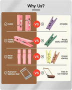 Clothes Pins Mini Clothespins Pink - 100 PCS Wooden Small Clothespins for Pictures with Jute Twine Tiny Photo Paper Clip, Ideal for Baby Shower, Crafts, Chip Clips, Home Office Decoration