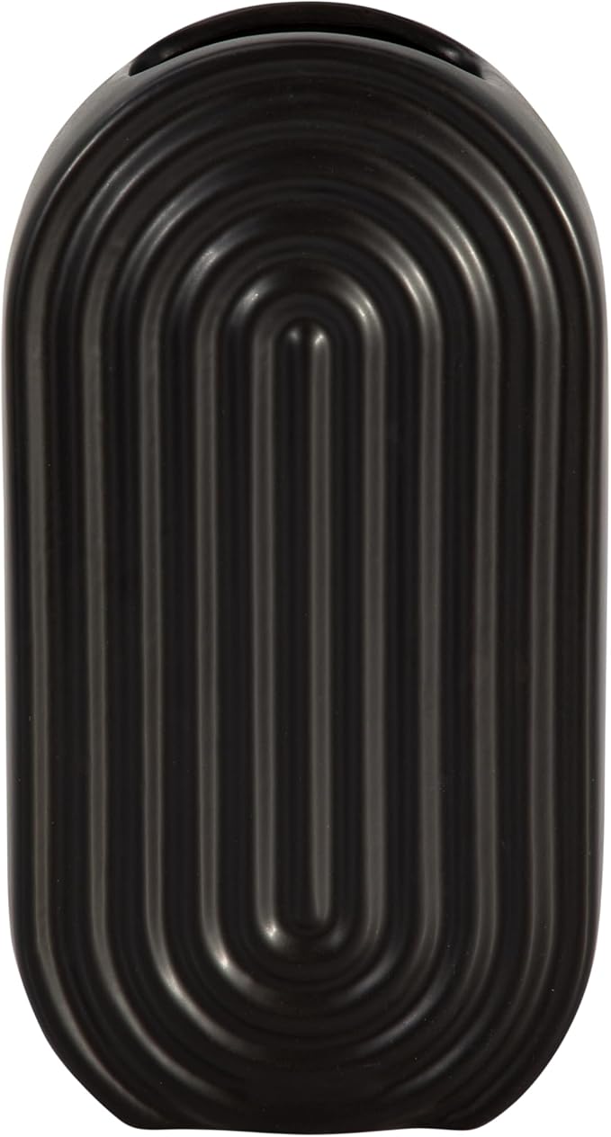 Sagebrook Home Boho Ceramic Stoneware Vase - Modern Decorative Flower Vase for Home, Office, Bedroom & Living Room - Stylish Textured Design - 11" Black