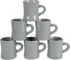 11oz Ceramic Coffee Mug set Stoneware Coffee Cups Set for Restaurant, Diner, Farmhouse, Coffee Shop, Home set of 6(Gray)