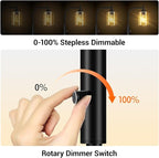 BoostArea Dimmable Floor Lamp, Standing Lamp with Seeded Glass Lampshade, 6W LED Bulb Included, Modern Floor Lamp, Industrial Floor Lamp, Bright LED Floor Lamp for Living Room and Bedroom, Office