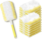 JOYMOOP Disposable Duster for Cleaning, with 1 Handles & 24 Ct Blue Heavy Duty Refills for Swiffer Feather Duster, Household Cleaning Tool for Electronics, Dusting Furniture, Blinds, Pet Hair