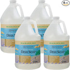 Ginger Lily Farms Botanicals Plant-Based Liquid Dish Soap, Concentrated Formula with Max Grease Cleaning Power, Cruelty-Free, Fragrance-Free, 1 Gallon Refill (Pack of 4)