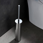 Freestanding Luxury Toilet Brush 304 Stainless Steel Toilet Brush and Holder 19-Inches Tall Round Rust Resistant Anti-Odor and Easy to Clean with Polished Chrome Finished