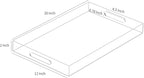 Clear Sturdy Acrylic Serving Tray with Handles 12x20x2H Inches -Spill Proof- Decorative Trays Countertop Organizer for Ottoman Coffee Table Nightstand, sidetable, Breakfast, Tea, Food