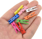 HAHIYO Colorful Wooden Clothes Pins Clothespins Mini Do NOT Fall Apart 1 inches Length 80 Pack Sturdy Strong Springs No Rust No Discoloration for Laundry Bathroom DIY Craft Photos Food Opened Bags
