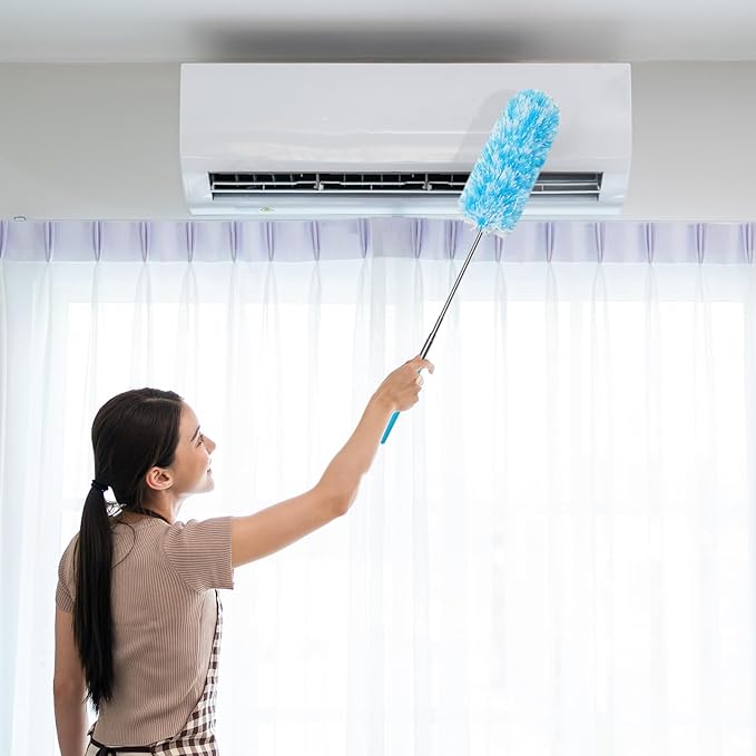 Tanlade 24 Pcs Microfiber Feather Duster for Cleaning 13-31 Inch Extendable Cobweb Dusters Ceiling Fan Duster Washable Bendable Tool for Office Car Window Furniture (Bright Color)