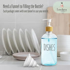 Dish Clear Glass Soap Dispenser with Plastic Pump, 16 Oz Transparent Dish Soap Dispenser Set Refillable Reusable Apothecary Soap Pump Dispenser Bottles for Bathroom and Kitchen