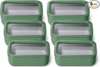 Caraway 6pc Glass Food Storage Set – 6.6 Cup Food Containers (6) - Ceramic Coated - Non Toxic, Non Stick with Lids - Microwave Safe - Sage