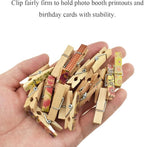 HAHIYO Colorful Painted Wooden Clothes Pins Clothespins Small Aviod Fall Apart 1.38 Inches Length 50 Pack Strong Springs No Rust No Discoloration for Laundry Bathroom DIY Craft Photos Food Opened Bags