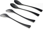 4-Pieces 18/10 Stainless Steel Long Handle Mixing Spoon, Stirring for Ice Tea Coffee, Mirror Polishing Black