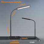 LEPOWER Desk Lamp, 800LM LED for Home Office, 12W Reading for Desk, Eye-Caring Light, Touch Table Gooseneck Lamp, 50 Lighting Modes, Bright for Bedroom, Study (Black)