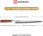 KEEMAKE Sushi Knife Japanese - 11.5 inch Sashimi Knife Japanese VG10 Stainless steel Single Bevel Blade, Perfect Rosewood Handle Yanagiba & Slicing Knives
