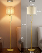 Lightdot 68IN Gold Floor Lamp Dimmable Linen Shade LED Floor Lamps with 3000K Soft Warm White for Wedding/Party, Modern Tall Lamp for Living Room/Bedroom (Bulbs Included)
