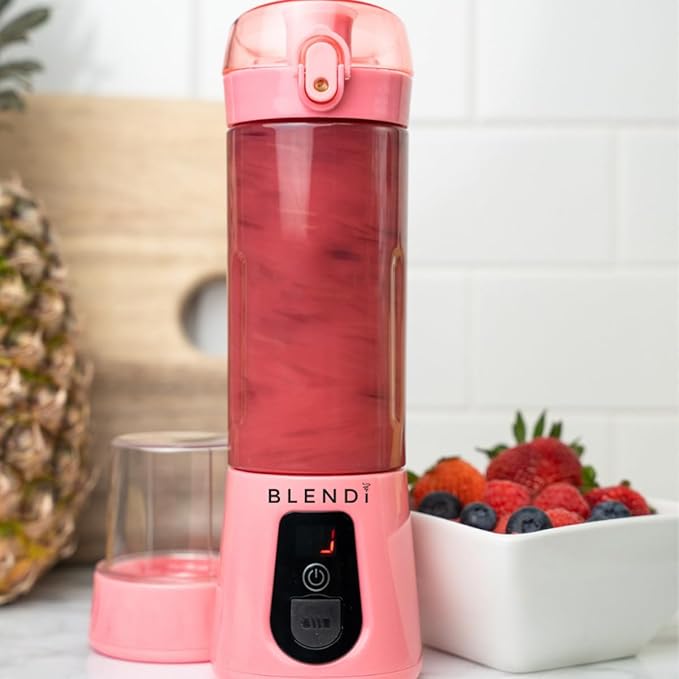 BLENDi Pro+ Portable Blender (17.5oz, Blush) – Upgraded 120W Motor, USB-C Rechargeable, Cordless Personal Blender – BPA-Free, Self-Cleaning, Travel-Friendly New 2025 Model